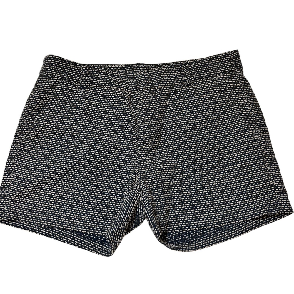 Garnet Hill Women's Navy and White Flat Front Tweed Shorts
